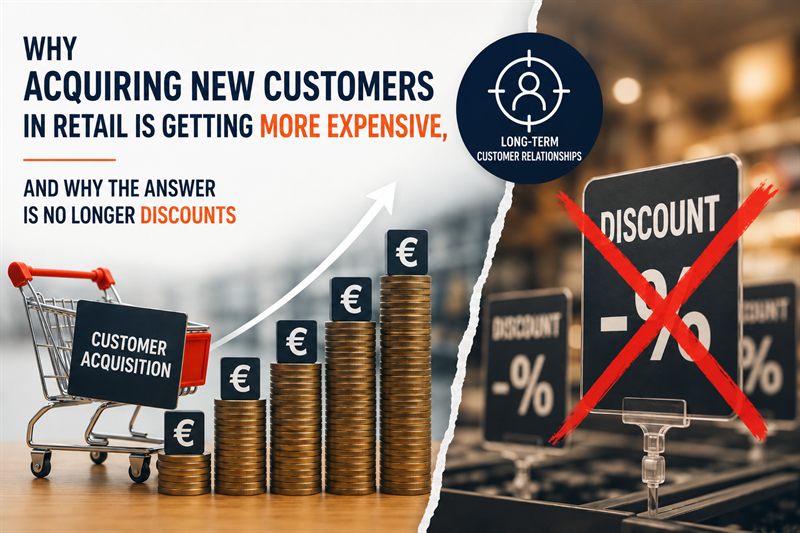 Illustration of the rising cost of new customer acquisition in retail
