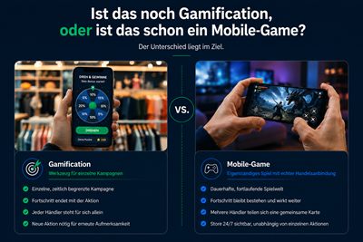 Illustration zum Vergleich zwischen einem Gamification-Tool und einem echten Mobile-Game