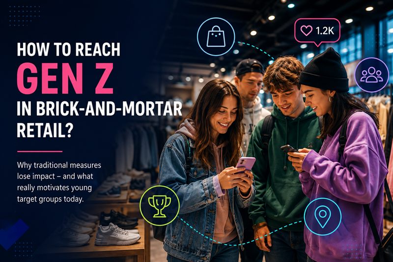 Illustration of young Generation Z people in physical retail