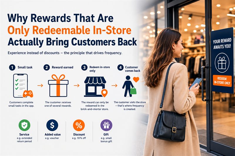 Illustration of a research study on in-store rewards and their effect on foot traffic