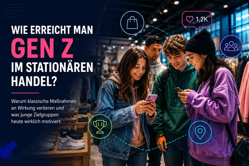 Illustration junger Menschen der Generation Z im stationären Handel