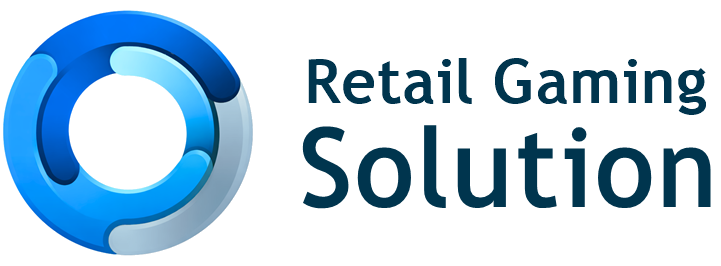 Logo mit Schriftzug von Retail Gaming Solution, dunkle Schrift