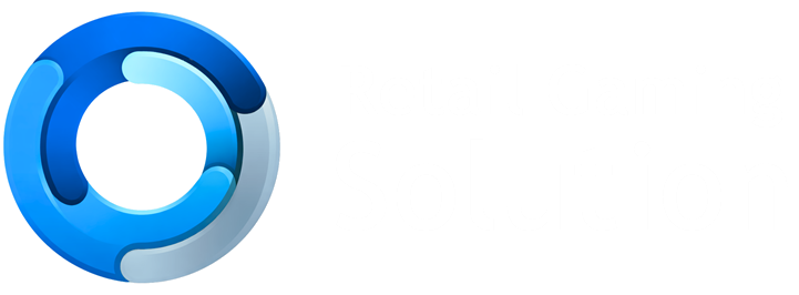 Logo mit Schriftzug von Retail Gaming Solution, weiße Schrift